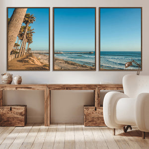 Scenic Beach Wall Art Canvas Print – Tall Palm Trees, Sandy