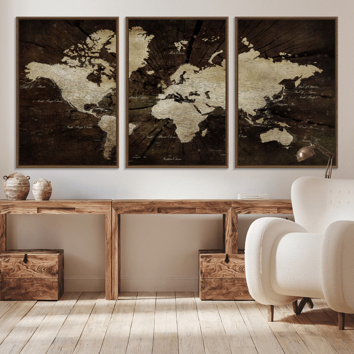 World Map Wall Art Canvas Print – Framed Travel Map Wall Art