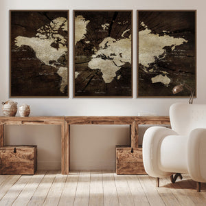 World Map Wall Art Canvas Print – Framed Travel Map Wall Art