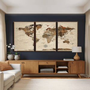 World Map Canvas Print – Framed Detailed Map of the World