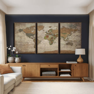World Map Canvas Print – Framed Travel Map Wall Art for
