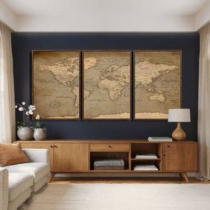 World Map Canvas Print – Framed Travel Map Wall Art for