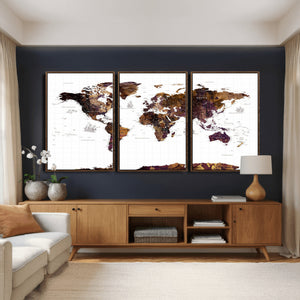 Rustic World Map Wall Art Canvas Print | Large World Map on