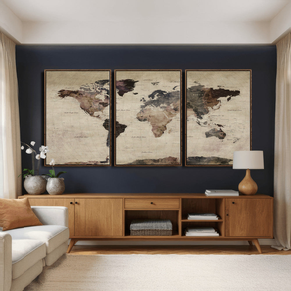 World Map Canvas Print – Detailed Map of the World Adventure