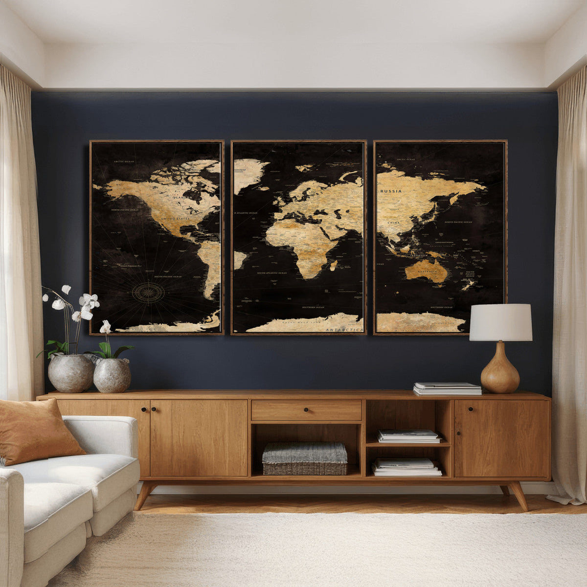 Extra Large World Map Canvas Print – Detailed Map Classic