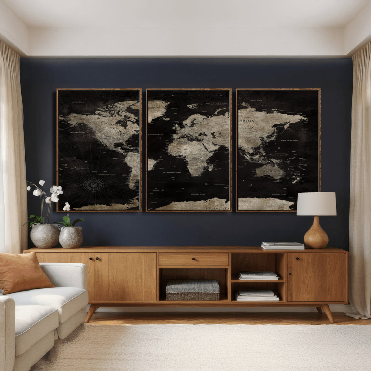 Detailed World Map Wall Art Print - Large Framed World Map