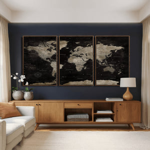 Detailed World Map Wall Art Print - Large Framed World Map
