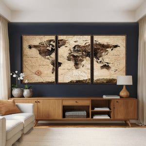 World Map Wall Art Canvas Print