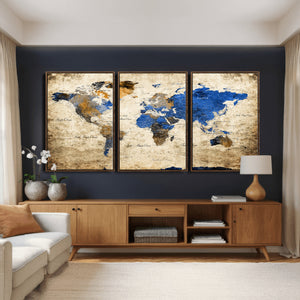 World Map Canvas Print – Colorful Abstract Travel Map,