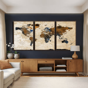 World Map Canvas Print – Framed Travel Map Wall Art for