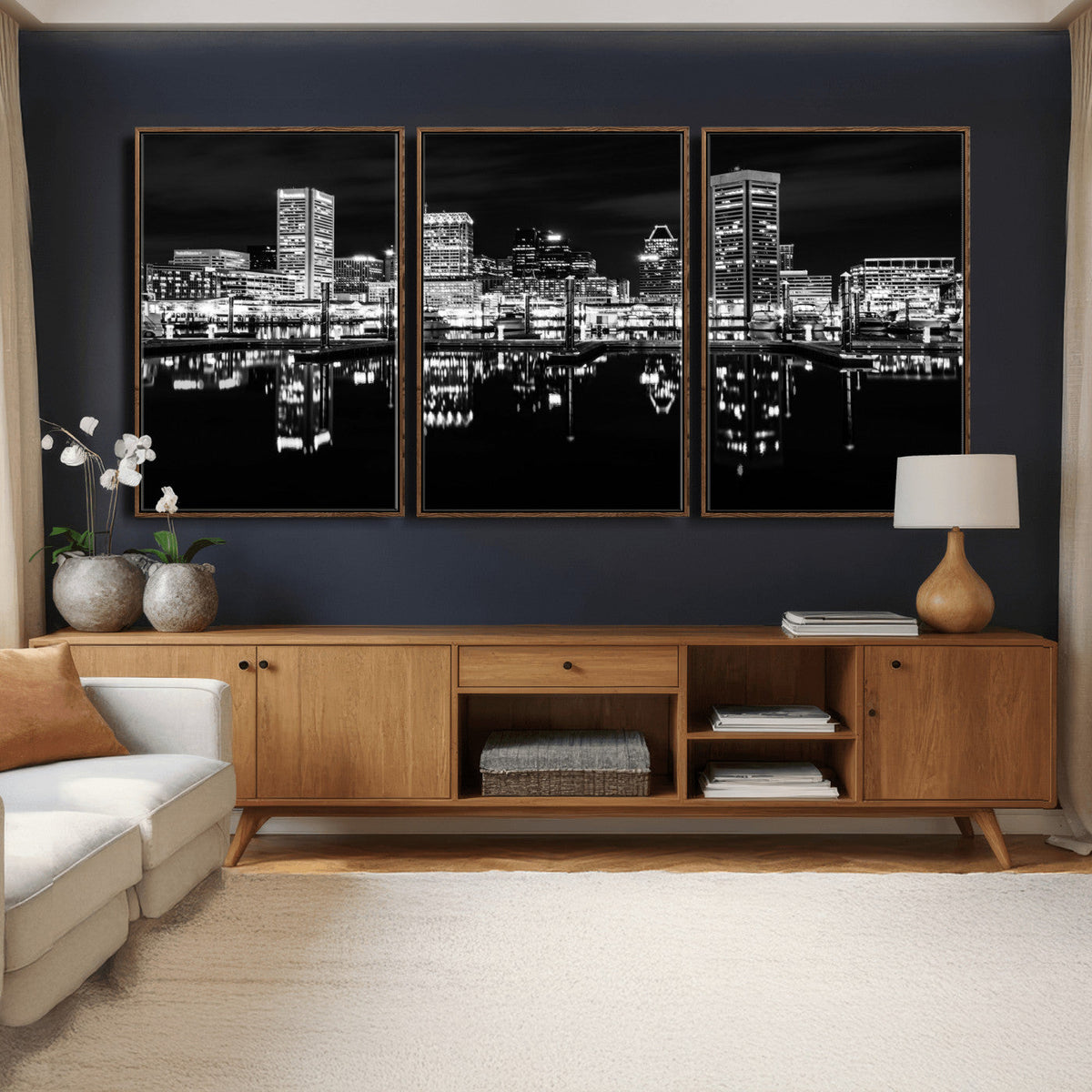 Baltimore Skyline Wall Art Canvas Print, Baltimore Downtown