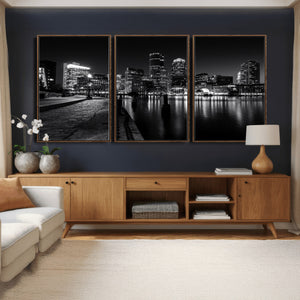 Boston Wall Art Canvas Print, Boston City Downtown Night