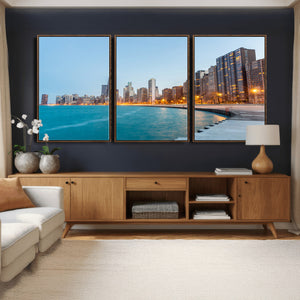 Chicago Wall Art Canvas Print, Chicago City Downtown Night