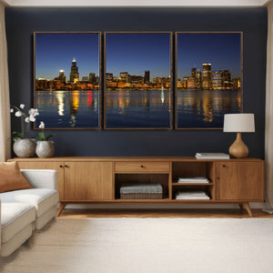Chicago Wall Art Canvas Print - Chicago City Downtown Night