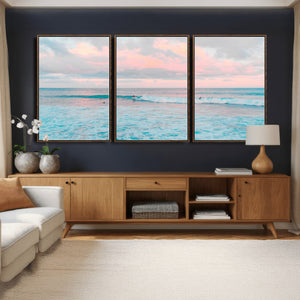 Ocean Wave Wall Art Canvas Print, Pastel Surf Seascape