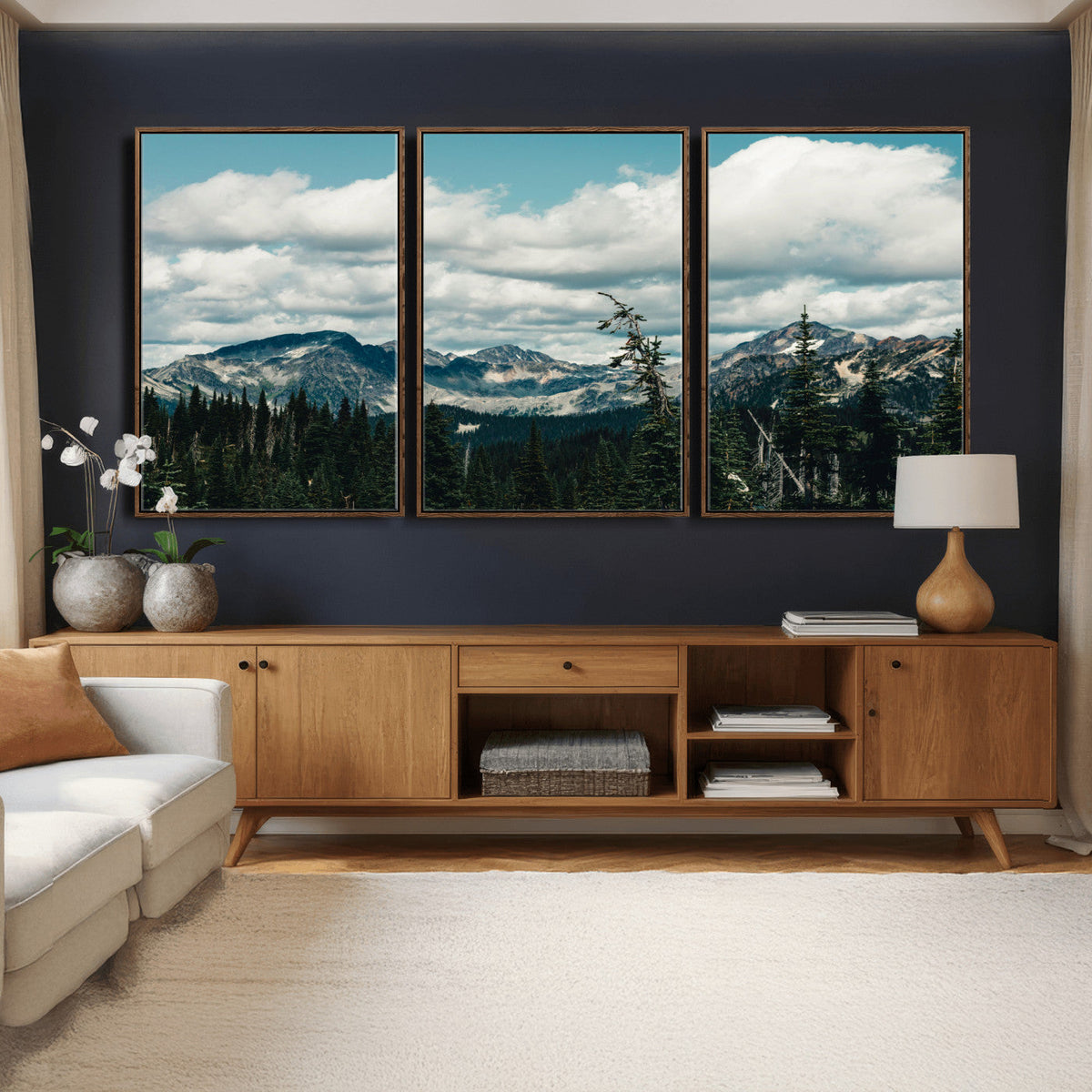 Mountain Forest Wall Art Canvas Print, Alpine Pine Tree