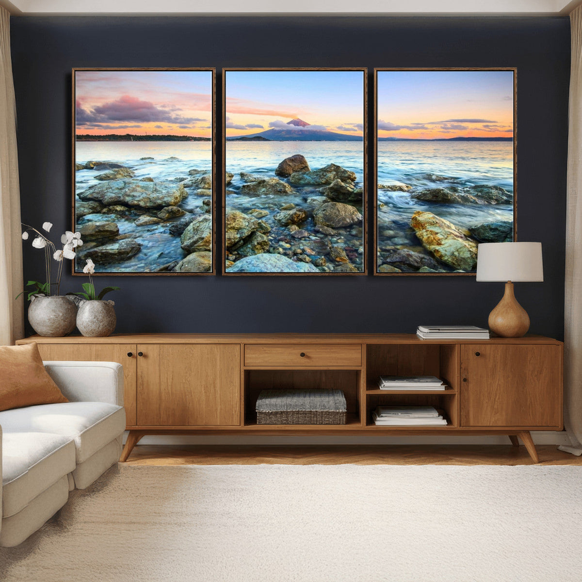 Mayon Volcano Seascape Wall Art Canvas Print, Tropical Ocean
