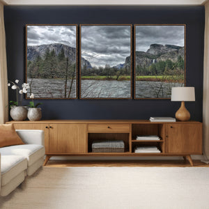 Yosemite Valley River Wall Art Canvas Print, Granite Cliffs
