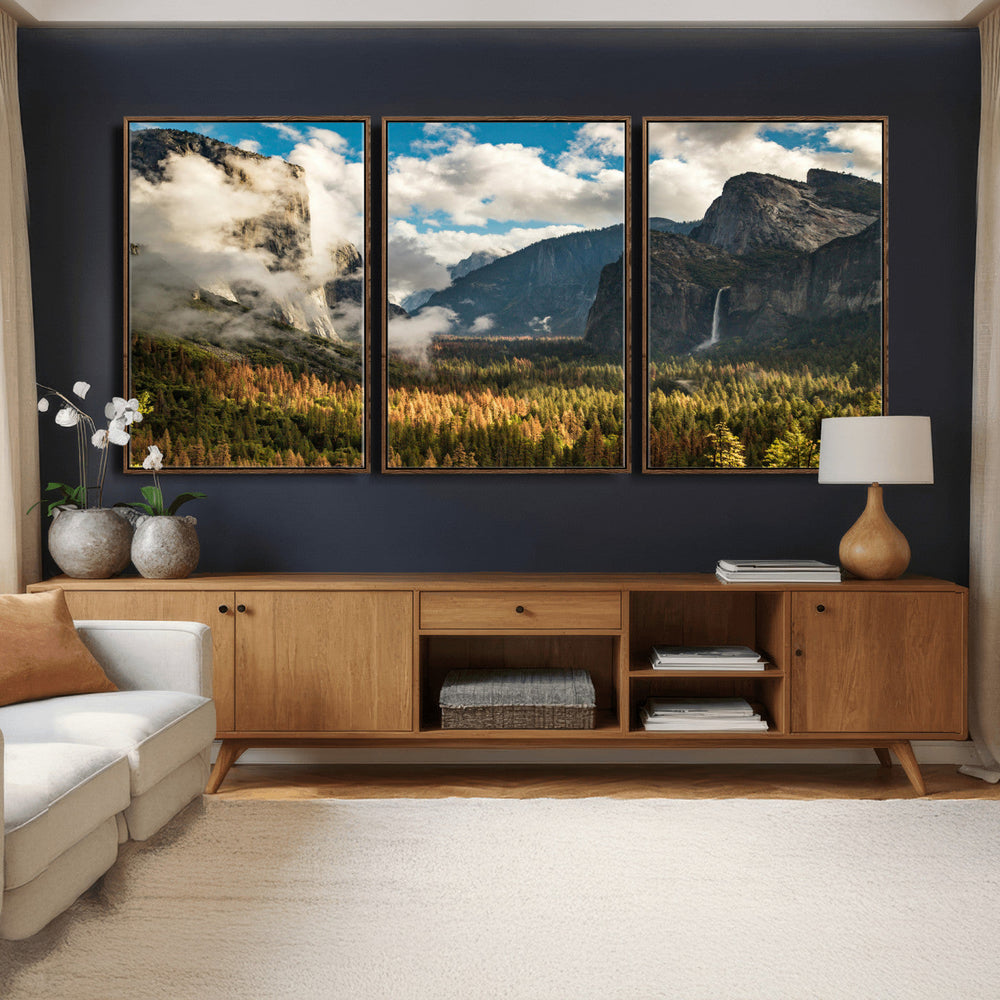Yosemite Valley River Wall Art Canvas Print