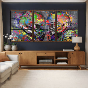 Graffiti Football Helmets Wall Art Canvas Print, Urban