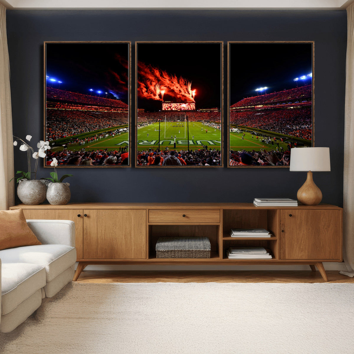Auburn Stadium Wall Art Canvas Print, College Football Night