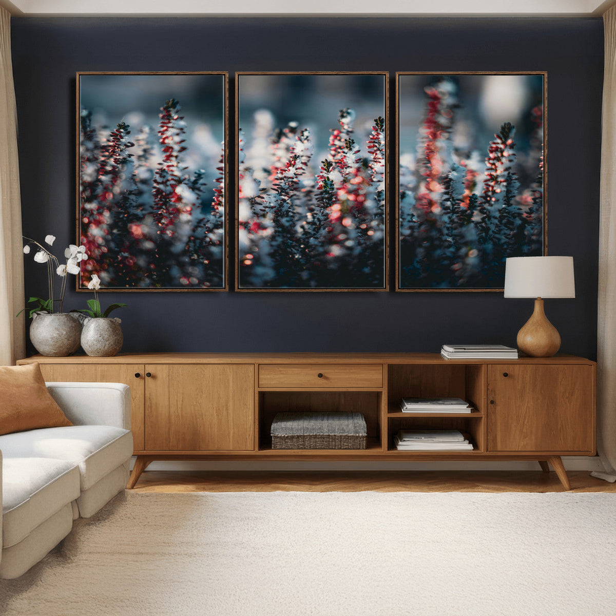 Winter Heather Wall Art Canvas Print, Frosted Floral Nature