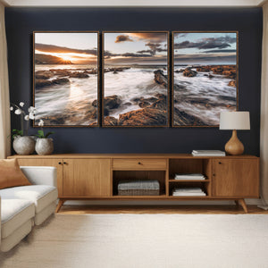 Rocky Coast Ocean Sunset Wall Art Canvas Print, Dramatic