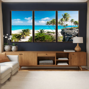 Tropical Beach Wall Art Canvas Print, Palm Tree Ocean