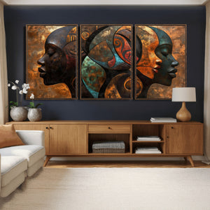 Abstract Afro American Women Wall Art Canvas Print