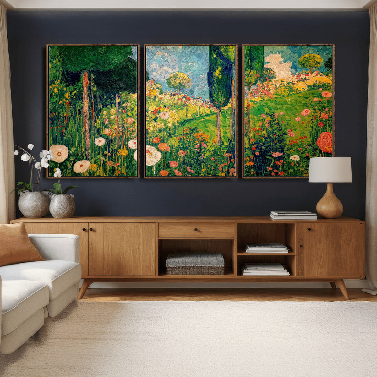 Gustav Klimt Boho Mountain Landscape Large Wall Art,