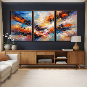 Lyrical Abstraction Wall Art Canvas Print, Orange Blue