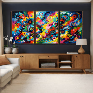 Geometric Abstract Wall Art Canvas Print, Bold Color