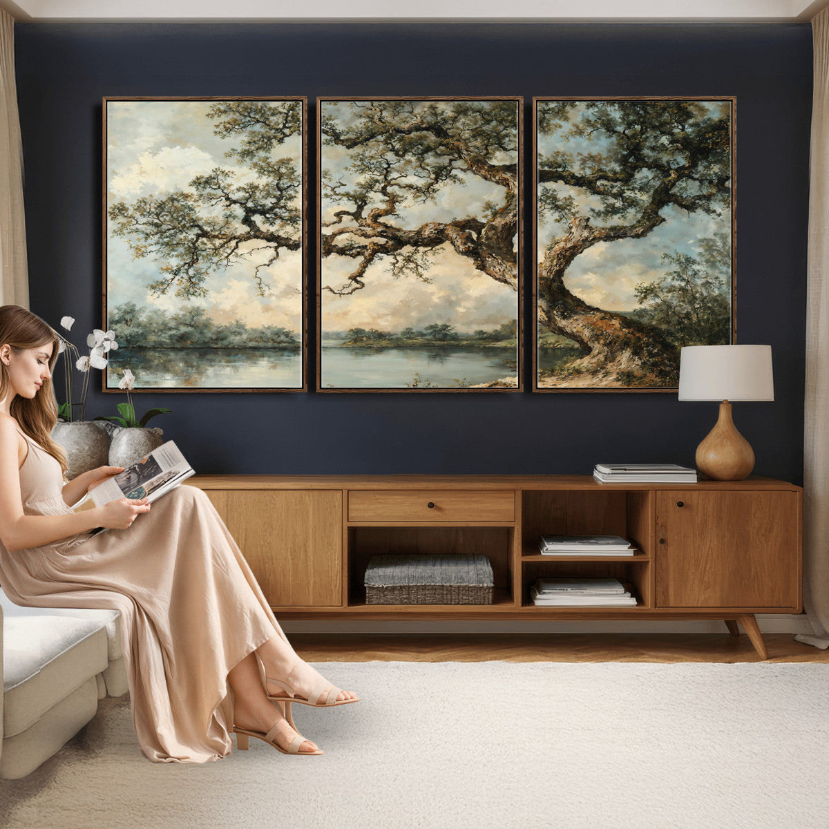 Old Oak Tree Canvas Wall Art, Turner Inspired Romantic