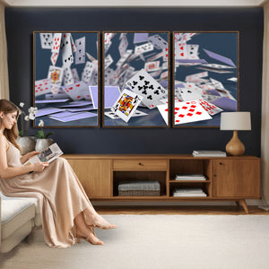 Playing Cards Canvas Wall Art | Casino Game Room Decor,