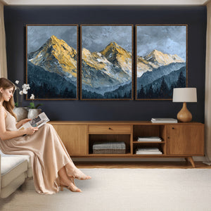 Abstract Mountain Wall Art Canvas Print Modern Landscape Painting Print
