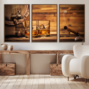 Rustic Whiskey and Barrel Canvas Print
