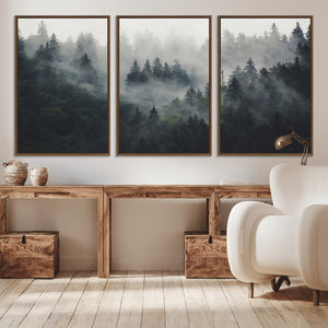 Nature Wall Decor - Serene Triptych Nature Print – Woodland