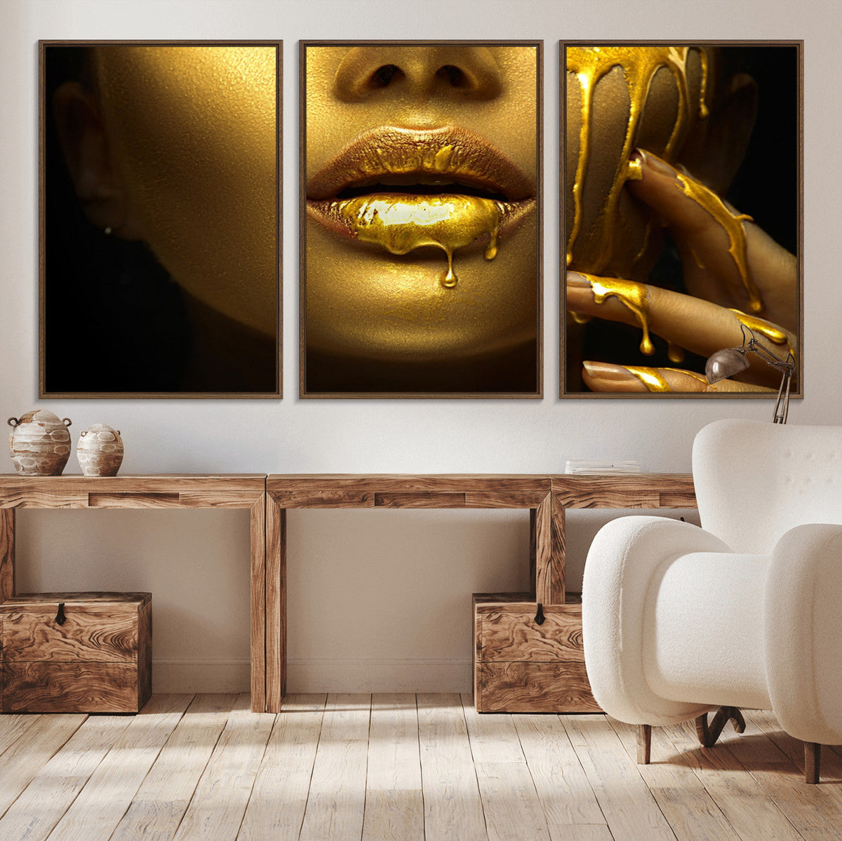 Gold and Women Wall Art Canvas Print