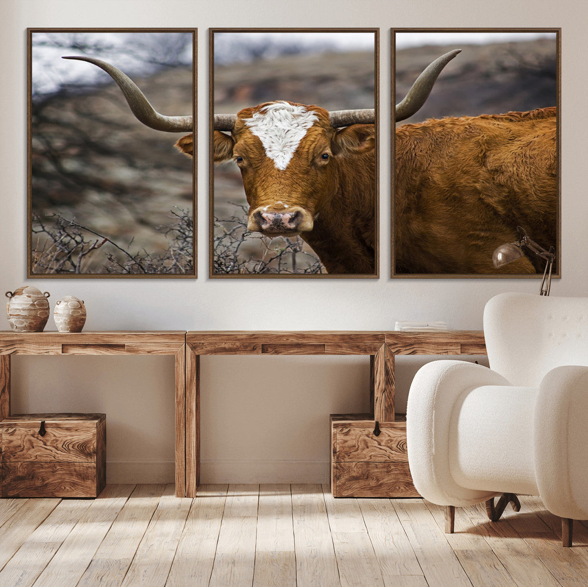 Texas Longhorn Canvas Wall Art - Longhorn Steer Canvas Wall