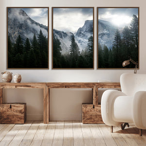 Yosemite National Park El Capitan Foggy Mountain Wall Art |