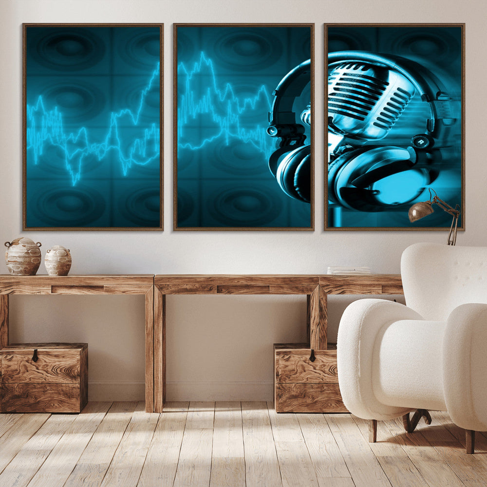 Music and Microphone Wall Art Canvas Print