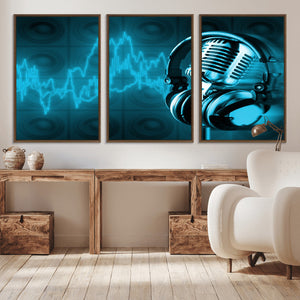 Music and Microphone Wall Art Canvas Print