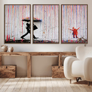 Banksy Wall Art Canvas Print, Framed Graffiti Art Picture