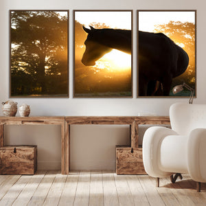 Horse at Sunset Wall Art Animal Canvas Print