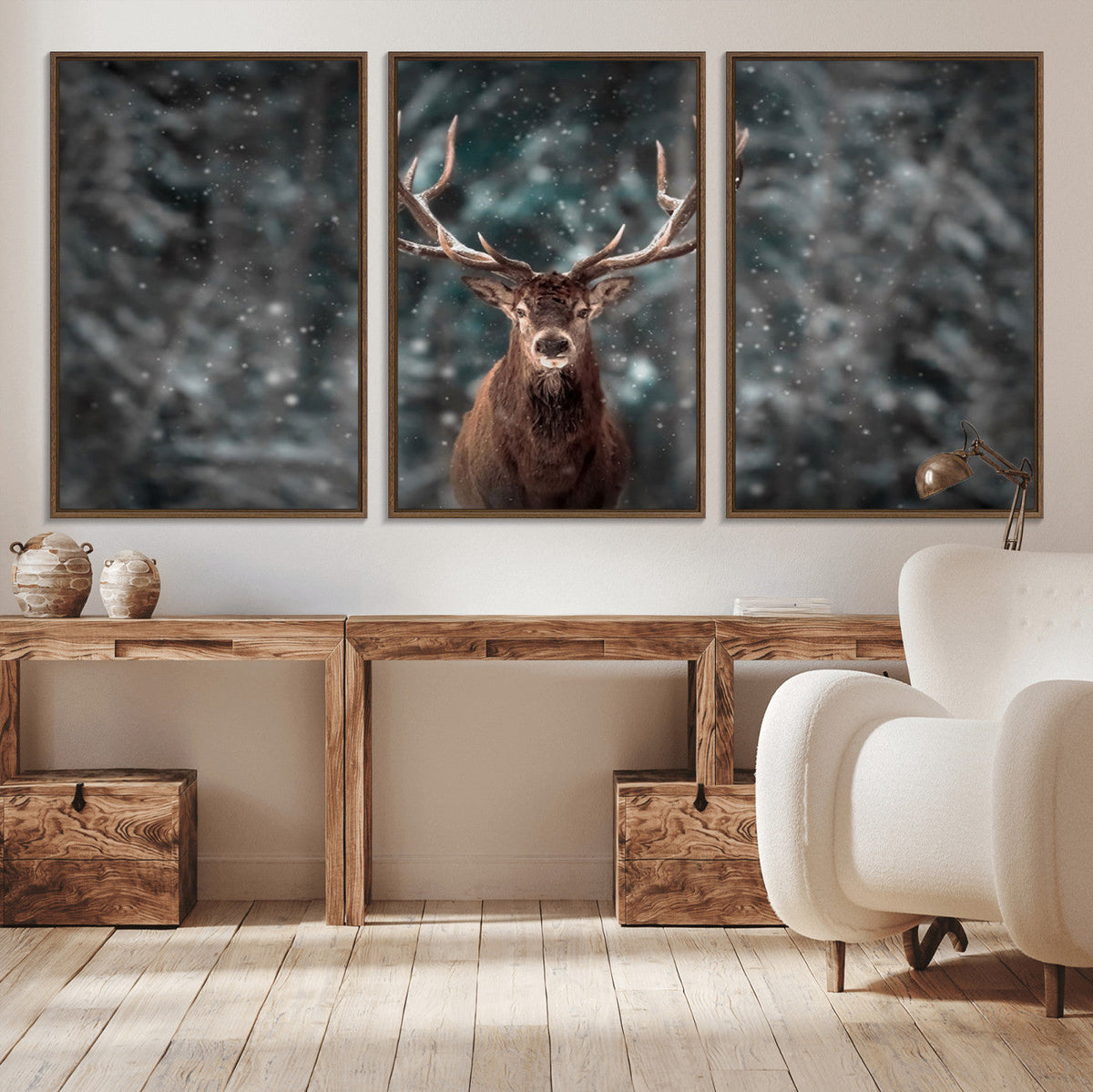 Wall Art Deer Art Animal Canvas, Framed Wall Art Deer Canvas