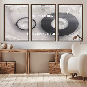 Vintage Cassette Tape Canvas Wall Art - Inspirational 'Life