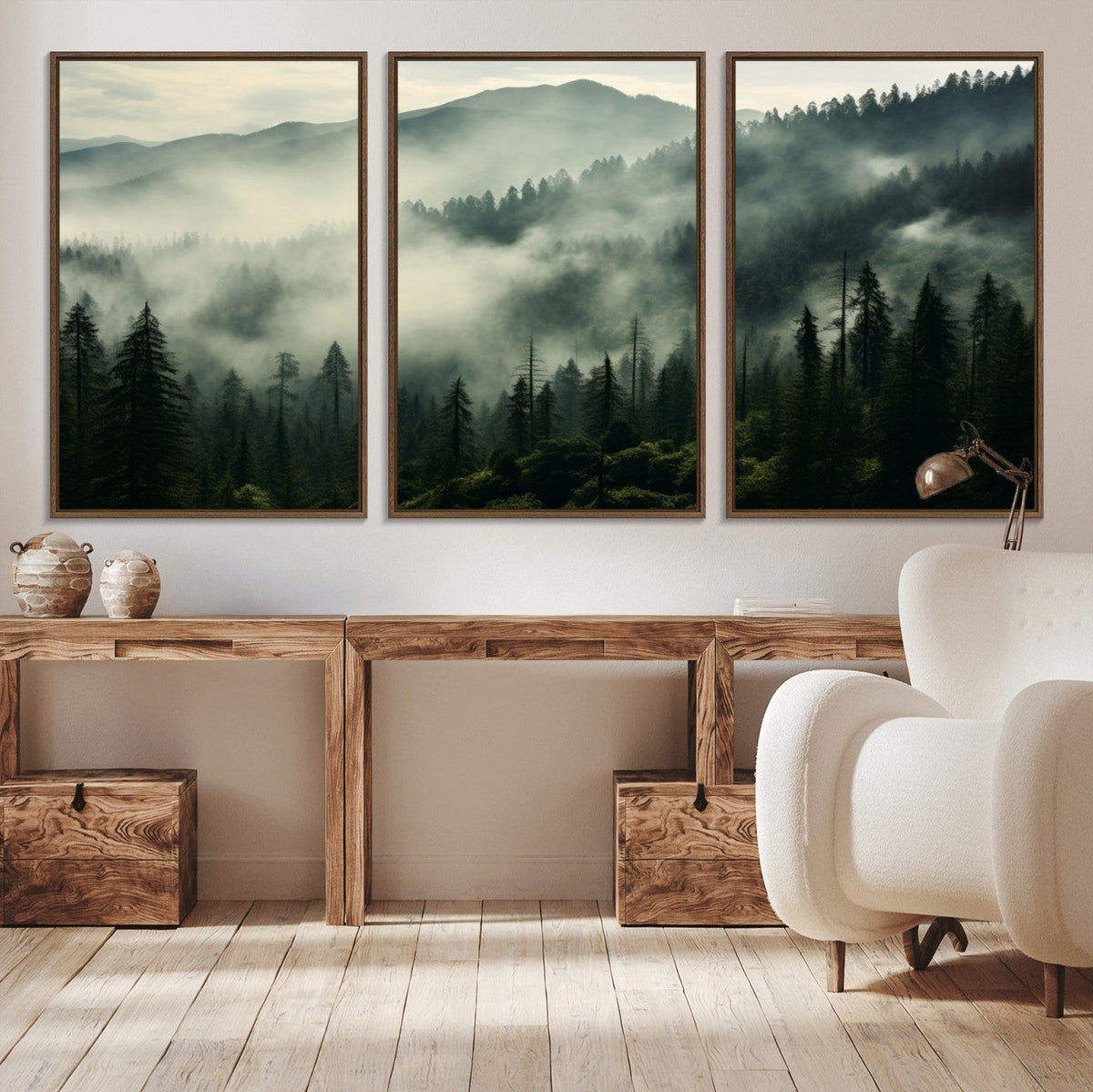 Captivating Misty Forest Wall Art Premium Canvas Print a