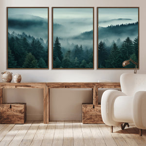 Captivating Misty Foggy Forest Wall Art Premium Canvas Print