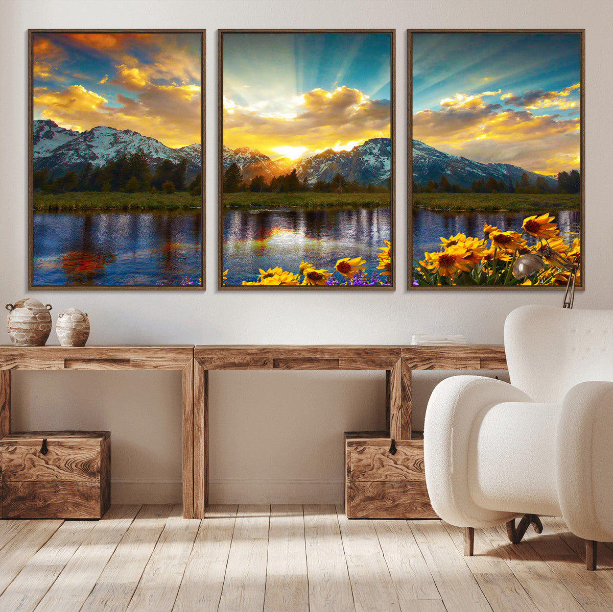 Grand Teton Park Sunrise Wall Art – Vibrant Landscape Canvas