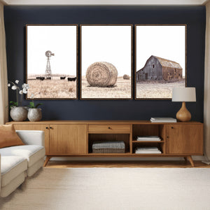 Rustic Farmhouse Wall Art Set of 3 – Country Barn and Wheat